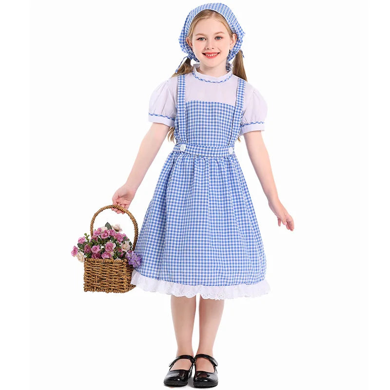 Hildren's Dorothy From The Wizard of Oz Costume Halloween Cosplay Lolita Maid Pastoral Character Shooting Dress