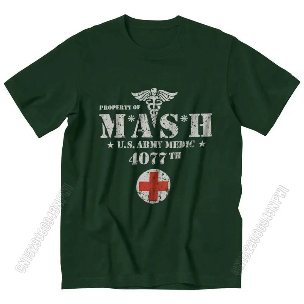 Vintage Mash Tv Show Men T Shirt 100% Cotton Tee Tshirts Summer T-Shirt Gift Women Unisex Clothes Novelty Design