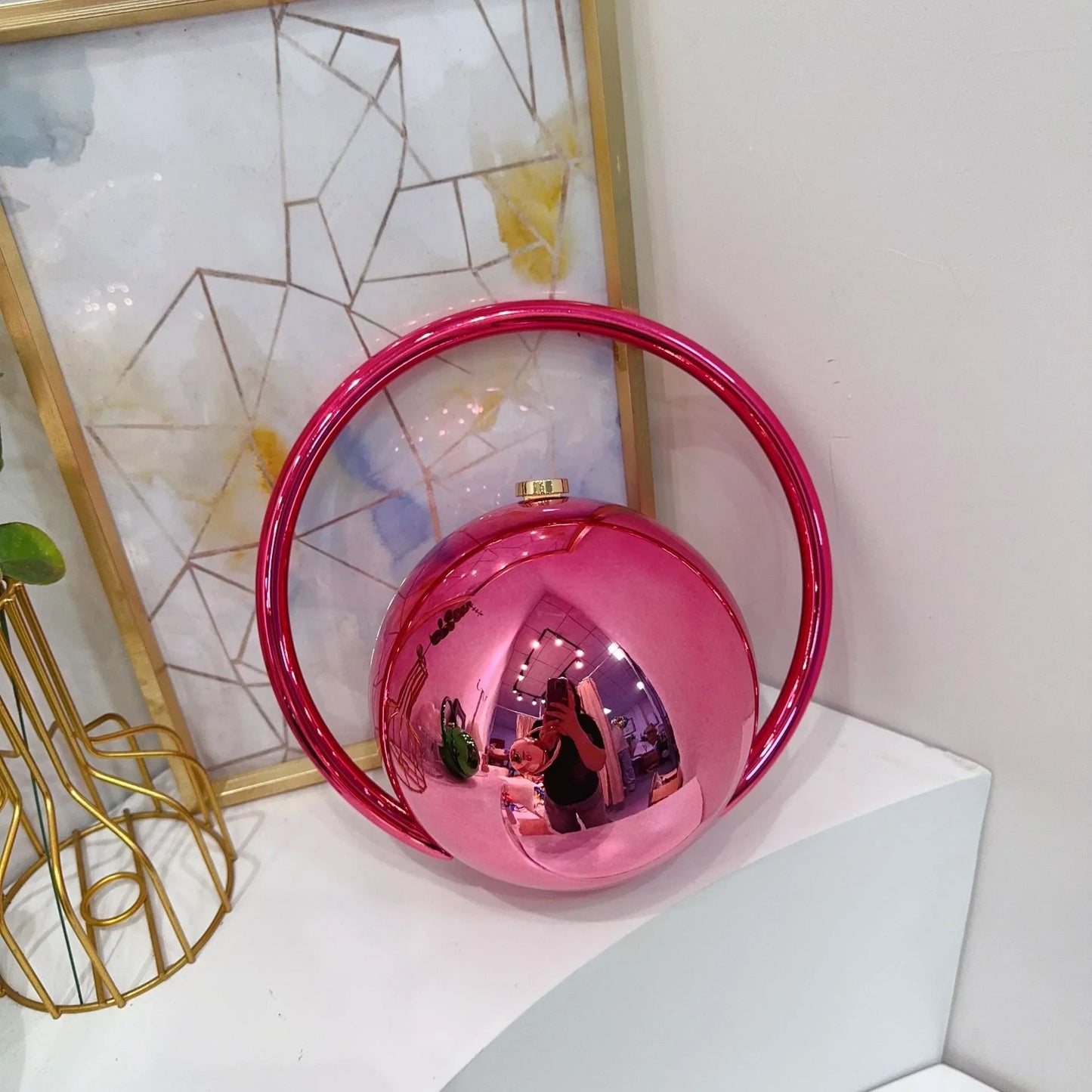 Gold Acrylic Round Ball Hand Bag For Women Handbags Silvery Evening Clutch Handbags Round Ball Purse 2025 Chic