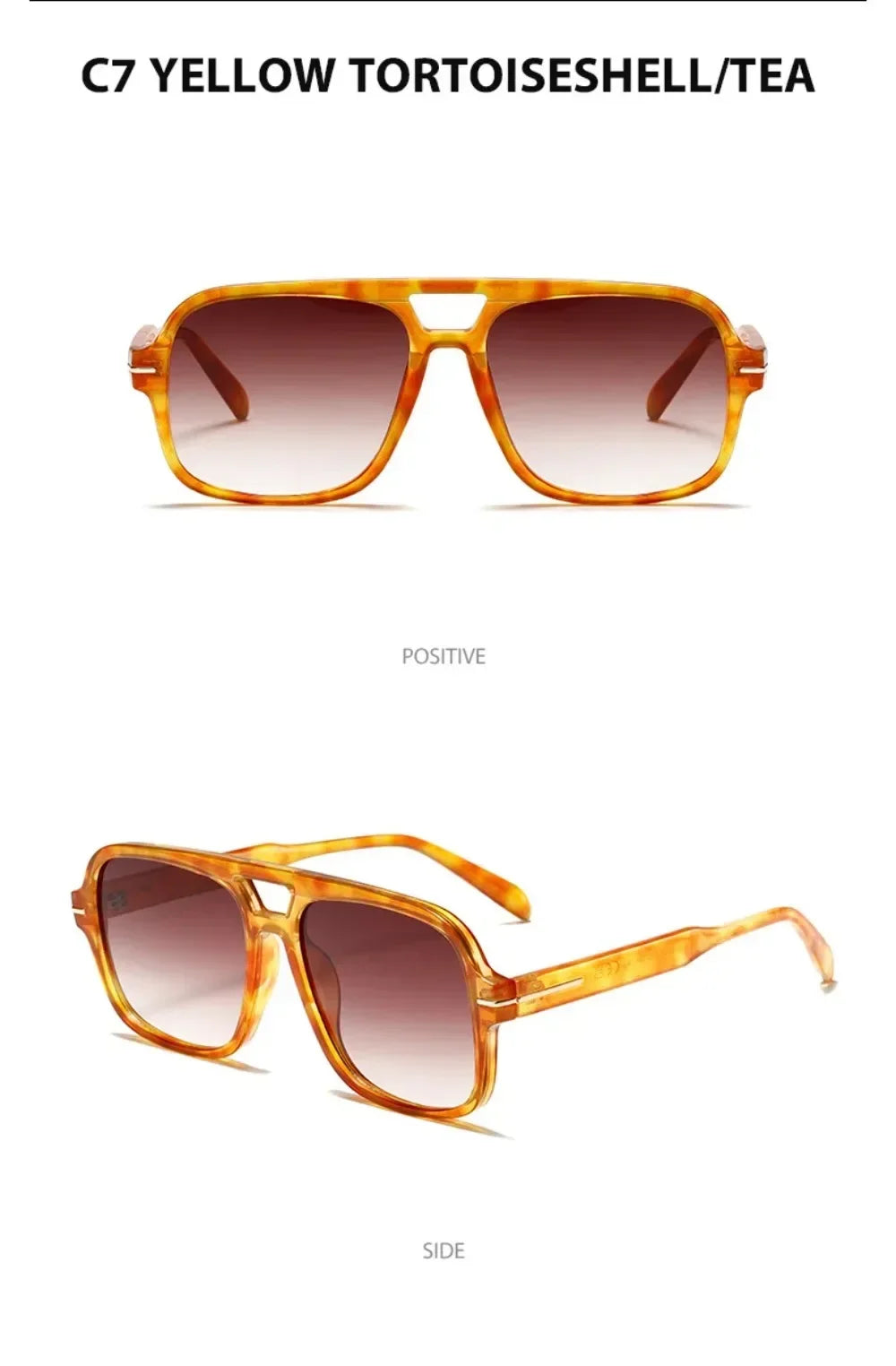 Double Bridge Square Aviator Sunglasses - UV400 Vintage Pilot Style, Retro Classic Sun Glasses for Men Women Unisex