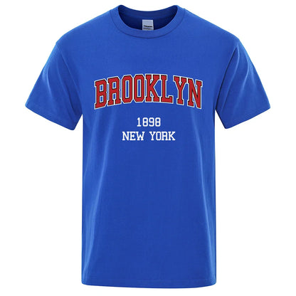 Brooklyn 1898 New York City Letter Prints T Shirt Men Creativity Tee Clothes T-Shirts Loose Summer Tshirt Cotton Breathable Tops