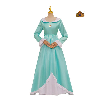 Anime Rosalina Cosplay Costume Blue Dress With Crown Set Princess Disguise Halloween Carnival Party Outfits For Women