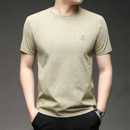 2026 New Men's Korean Style Fashion Badge Short Sleeved Sleeve Round Neck T-shirt Casual and Comfortable Summer Versatile Top