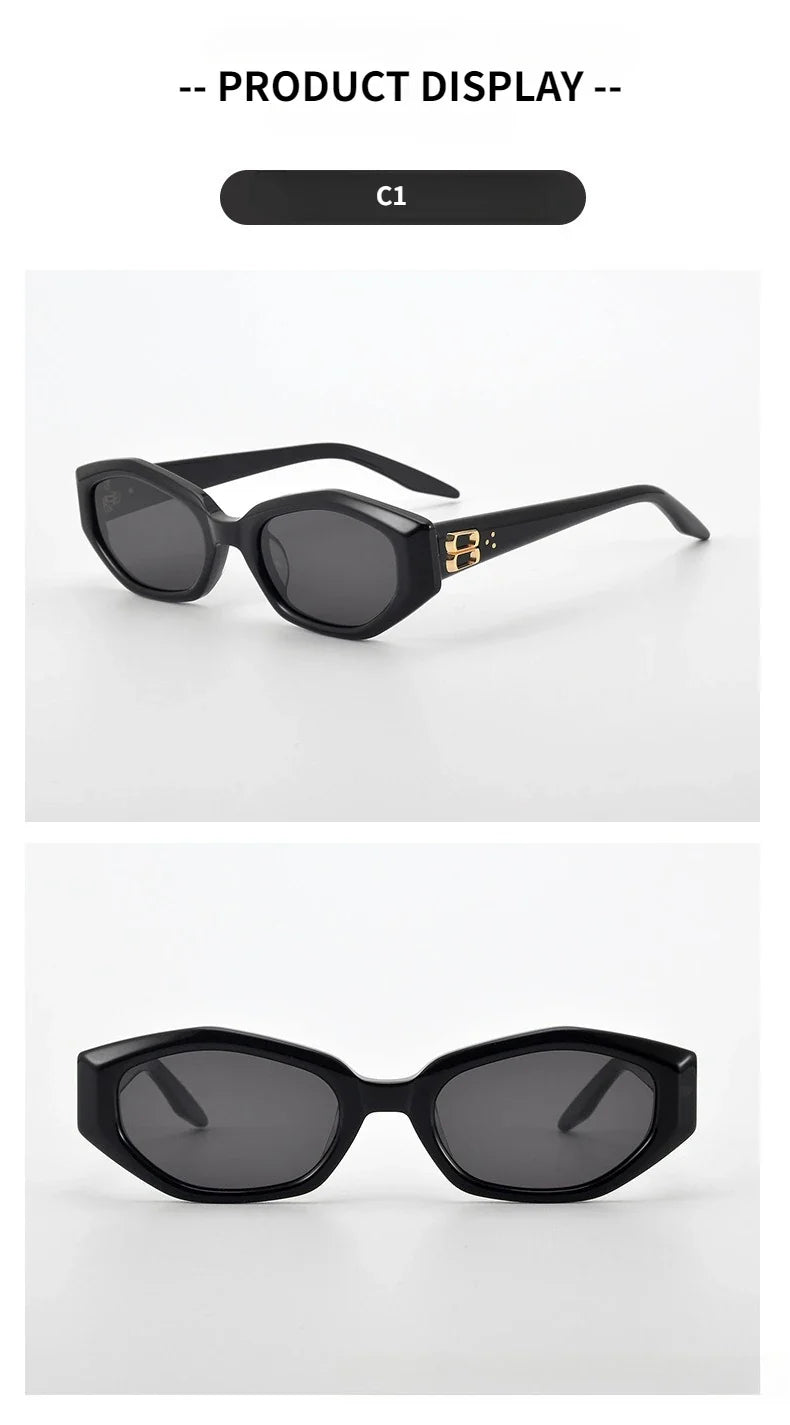 Fashion Cat Eye Retro Men Sunglasses High Quality Acetate UV400 Protection Top Brand Women Sunglasses Support Custom Lenses