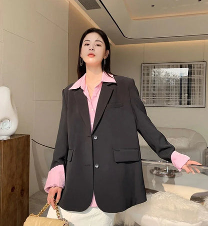 White Suit Jacket Female  2026 New Korean Version Loose Online Celebrity Casual Professional Fashion Small Suit Jacket