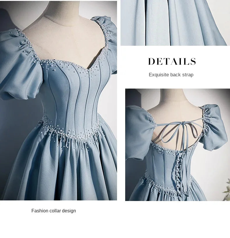 Palace Style Women's Evening Dresses Light Luxury Satin Lace-up Slimming Banquet Ball Gown Skirt Prom Dress Vestidos