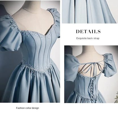 Palace Style Women's Evening Dresses Light Luxury Satin Lace-up Slimming Banquet Ball Gown Skirt Prom Dress Vestidos