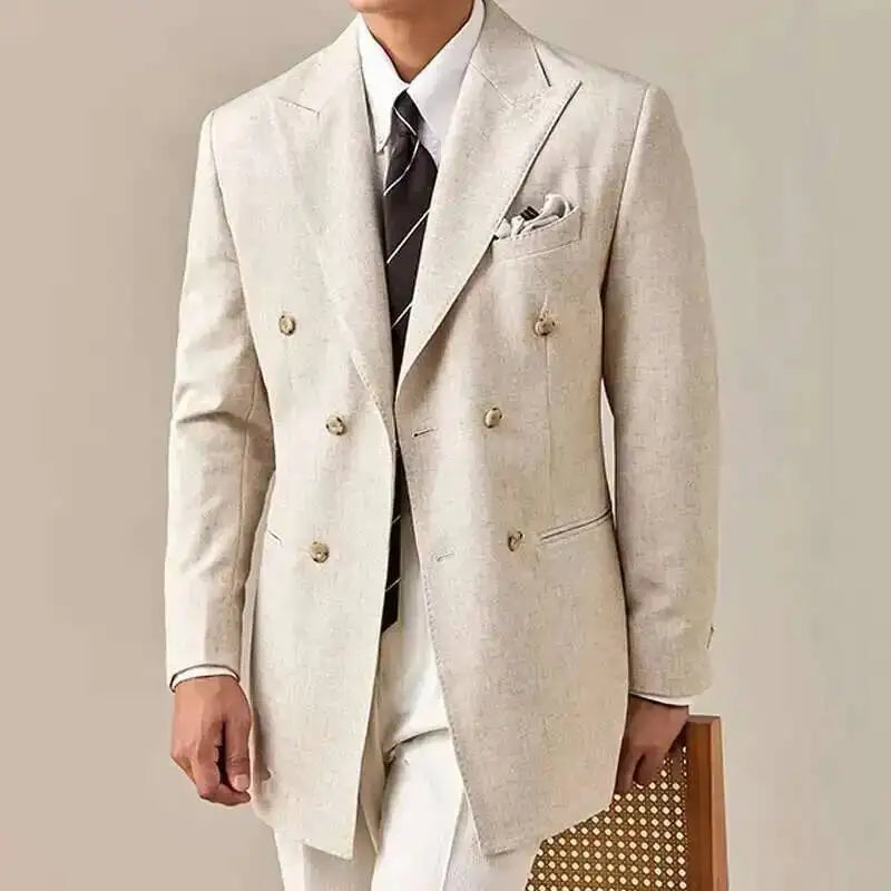 Spring Jacket Men Blazer Masculino Slim Fit Blazer Hombre Lapel Collar Casual Business Italian Style Double Breasted Blazer Men
