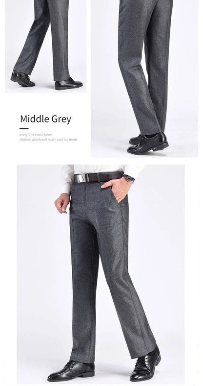 Mens Summer Casual Suit Thin Pants Classic Formal Business Fashion Autumn Thick Stretch Trousers Male Brand Clothes GOZBKF