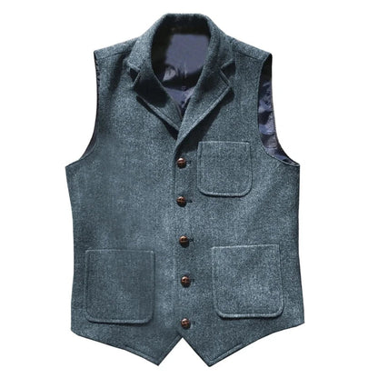 Men Vest Brown With Lapel Pocket Single Button Waistcoat For Wedding Birthday Formal Business Casual Banquet Work Men Suit