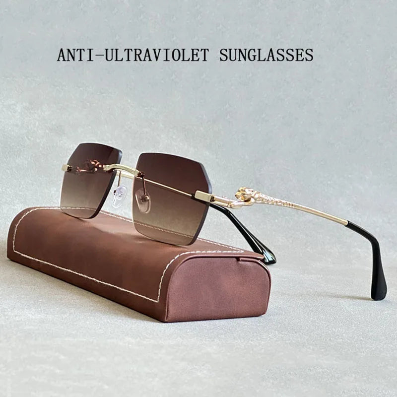 Rimless Sunglasses Women 2024 Luxe Vintage Designer Sunglasses For Men Retro Fashion Glasses De Sol Mujer Lunette Soleil Femme