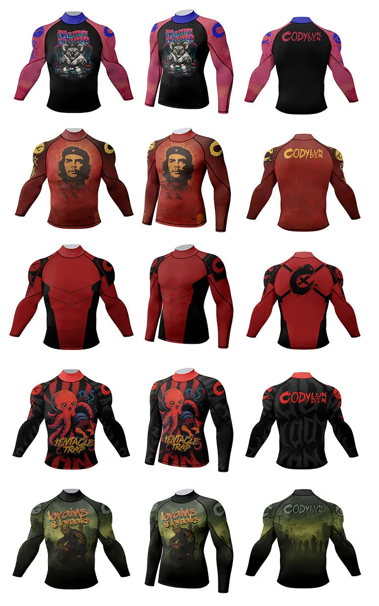 Cody Lundin Wrestling Compression T Shirt Men Full Subliamtion Brazilian Jiu-Jitsu MMA Shor Sleeve Rashguard With Anti Rubber
