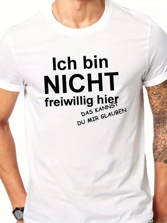 German I'm Not Here Voluntarily Men's T Shirt Women's Cotton Tee Casual Summer Oversized Loose Vintage Top Short Sleeve Trendy