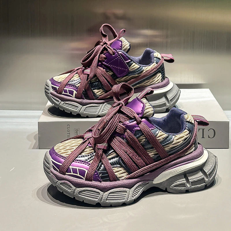 Kids Casual Sneakers for Boys Girls Non-slip Breathable Mesh Toddler Walking Shoes Strappy Versatile Chic Comfort Wear 4-6years