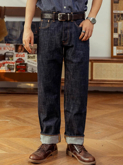 Denim Jeans Loose Fit Straight Leg Pants Amekaji DN-0006