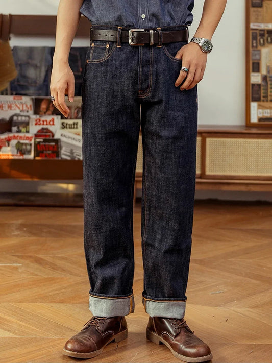 Denim Jeans Loose Fit Straight Leg Pants Amekaji DN-0006