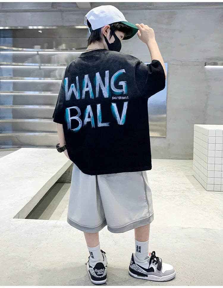 Summer Boys Top and Bottom Tracksuit Set Kids Casual Clothing Set Tweens Child Causal Streetwear Outfits Teenager Luxury Clothes