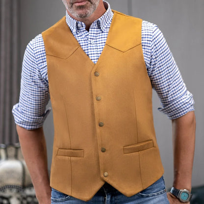 Men Vest Gold Suede Velvet Single Button V Neck Waistcoat For Wedding Birthday Party Business Work Daily Casual Men Suit Vest