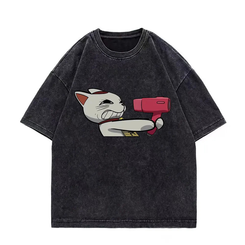 Dandadan Japanese Anime Vintage Washed T-shirt Men Women High Quality Fashion T-shirts Summer Casual Cotton Short Sleeve T Shirt
