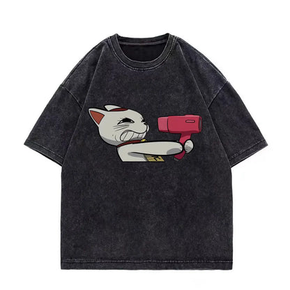 Dandadan Japanese Anime Vintage Washed T-shirt Men Women High Quality Fashion T-shirts Summer Casual Cotton Short Sleeve T Shirt