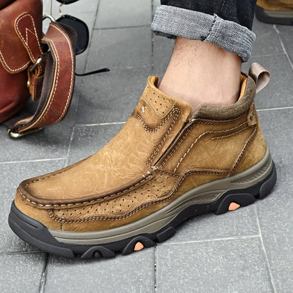 Men's Real Leather Ankle Boots Autumn Winter Mens Shoes Fashion Large Size Casual Boots Cowhide Men Genuine Leather Boots