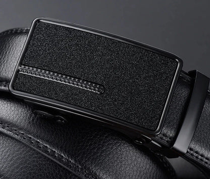2026 New Cow Genuine Leather Men's Belt Cowhide Strap for Male Automatic Buckle Belts for Men Black Buckle Belts