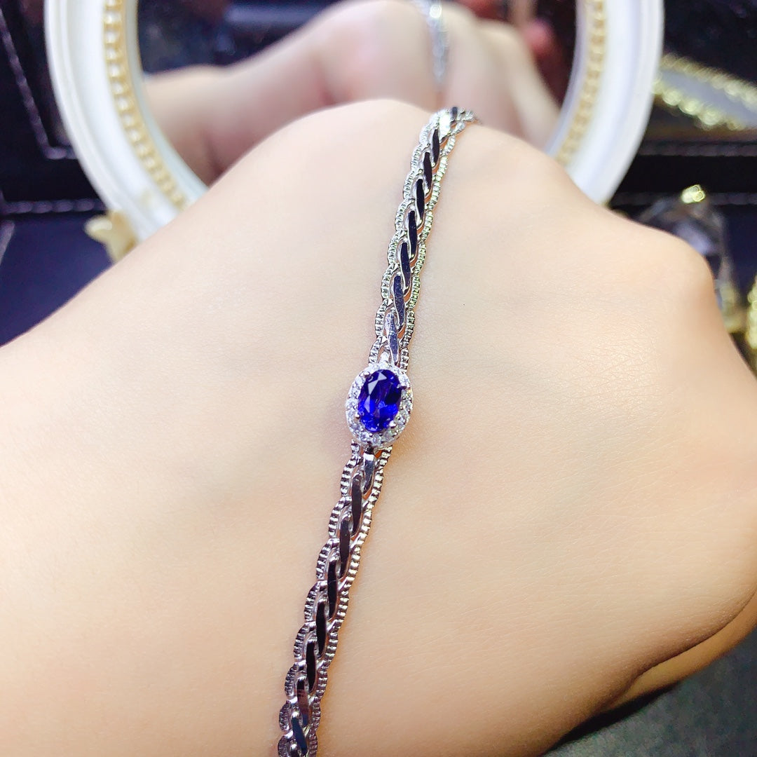 Natural sapphire 925 Sterling silver high definition bracelet Ladies Color Beautiful Exquisite special price free mailing