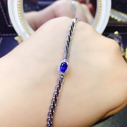 Natural sapphire 925 Sterling silver high definition bracelet Ladies Color Beautiful Exquisite special price free mailing