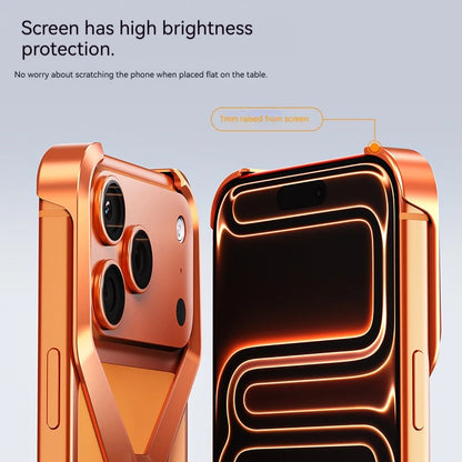 New X-Shaped Metal No Border Four Corner Anti Fall Irregular Phone Case,For iPhone 17 Promax 17 Pro Bumper Back Cover