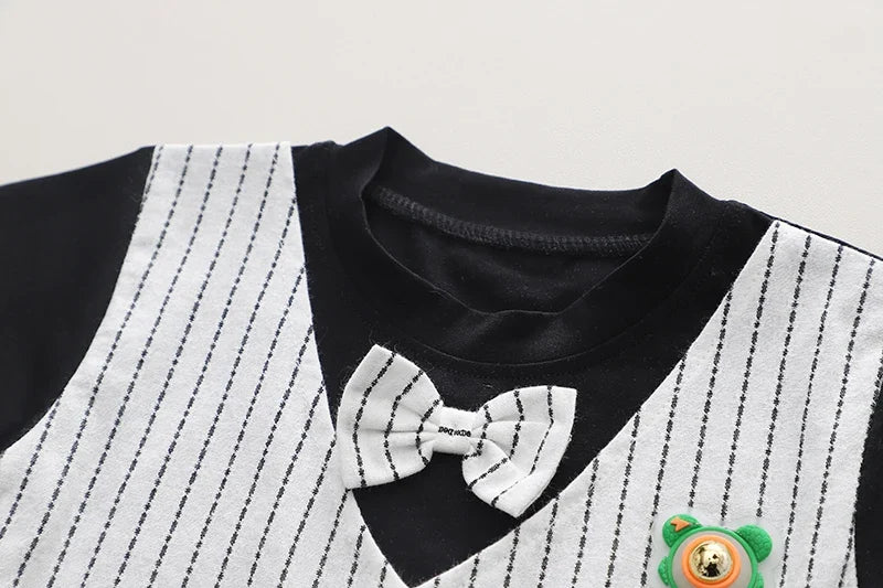 New Summer Kids Boys Clothes High Qulity Short Sleeve Gentleman Patchwork T Shirt Pants Toddler Boy Clothing Casual Outfits