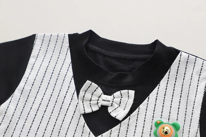 New Summer Kids Boys Clothes High Qulity Short Sleeve Gentleman Patchwork T Shirt Pants Toddler Boy Clothing Casual Outfits