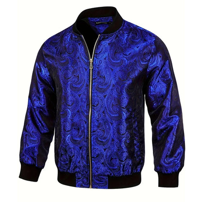 Gold Paisley Jacket Men's Clothing 3D Printed Colorful Long Sleeve Zipper Jackets Luxury Graphic Street Trend Autumn Bomber Coat