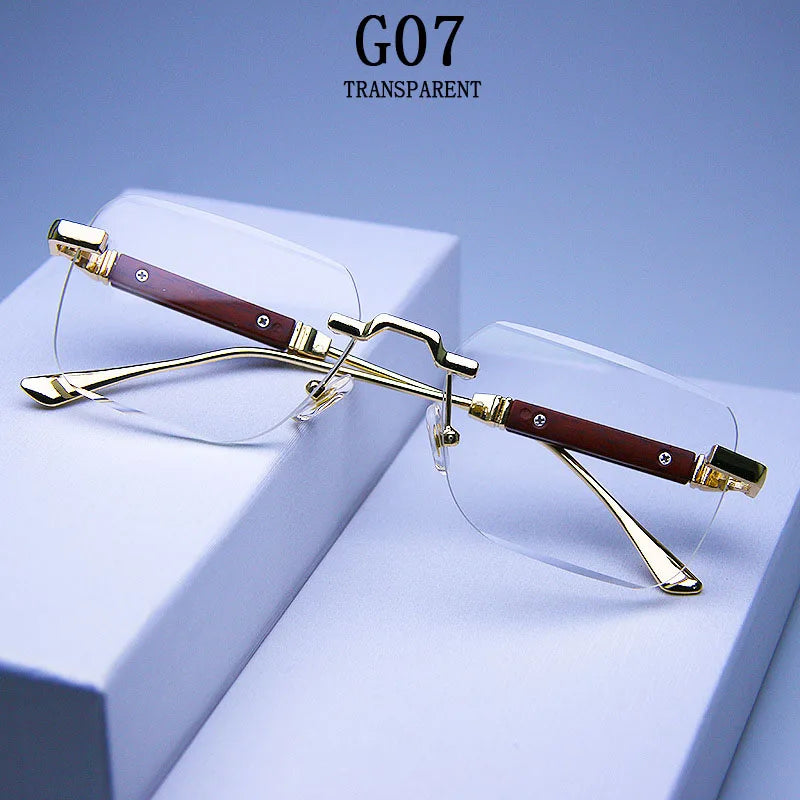 Fashion Rimless Sunglasses For Men Designer Square Sunglasses Women 2024 Trendy Retro Gafas De Sol Hombre Lunette Soleil Femme