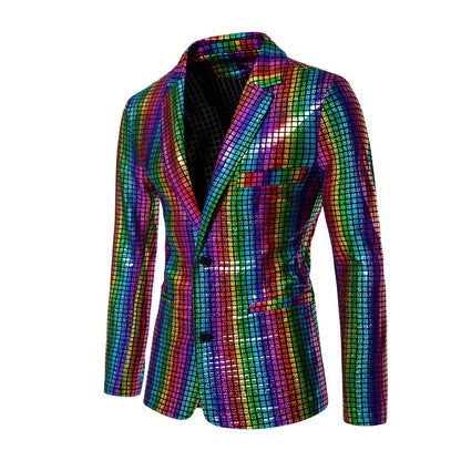 2026 New Men's Blue Plaid Suit Jacket, Fashion Blazer Coats, Black Green Silver Male Tops S M L XL XXL XXXL