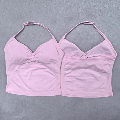 2 Pieces Yoga Set Women Backless Halter Tops High Waist Seamless Shorts Gym Suit Fitness Clothes Sportswear Workout Sets