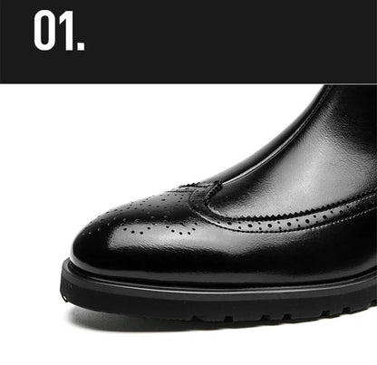 Luxury Men Brogue Boots Men's Ankle Boots High Quality Mens Chelsea Boots Slip on Oxford Formal Business Shoes Plus Size 38-46