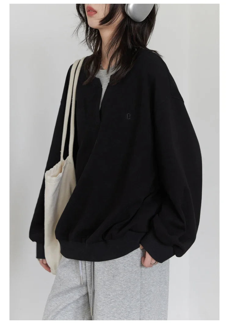 Korean Women Sweatshirts Loose Casual New Contrast Splicing Hoodie Female Top Woman T Shirt Pullover Spring Autumn 2025