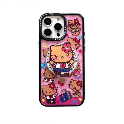Y2K Hello Kitty Cute Cartoon Magnetic Phone Case For IPhone 12 13 14 15 16 17 Pro Max Protective Cover with Stand Fundas