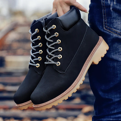 Designer Leather Mens Spring Fall Ankle Boots Trekking Yellow Coffee Designer Tactical Boots Outdoor for Men Work Shoes Sneakers