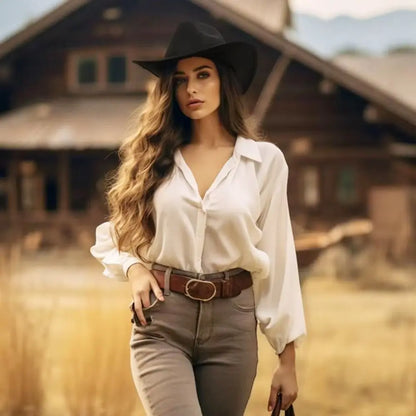 New Wide Brim Cowboy Hat Solid Color Felt Panama British Retro Cap Women Men