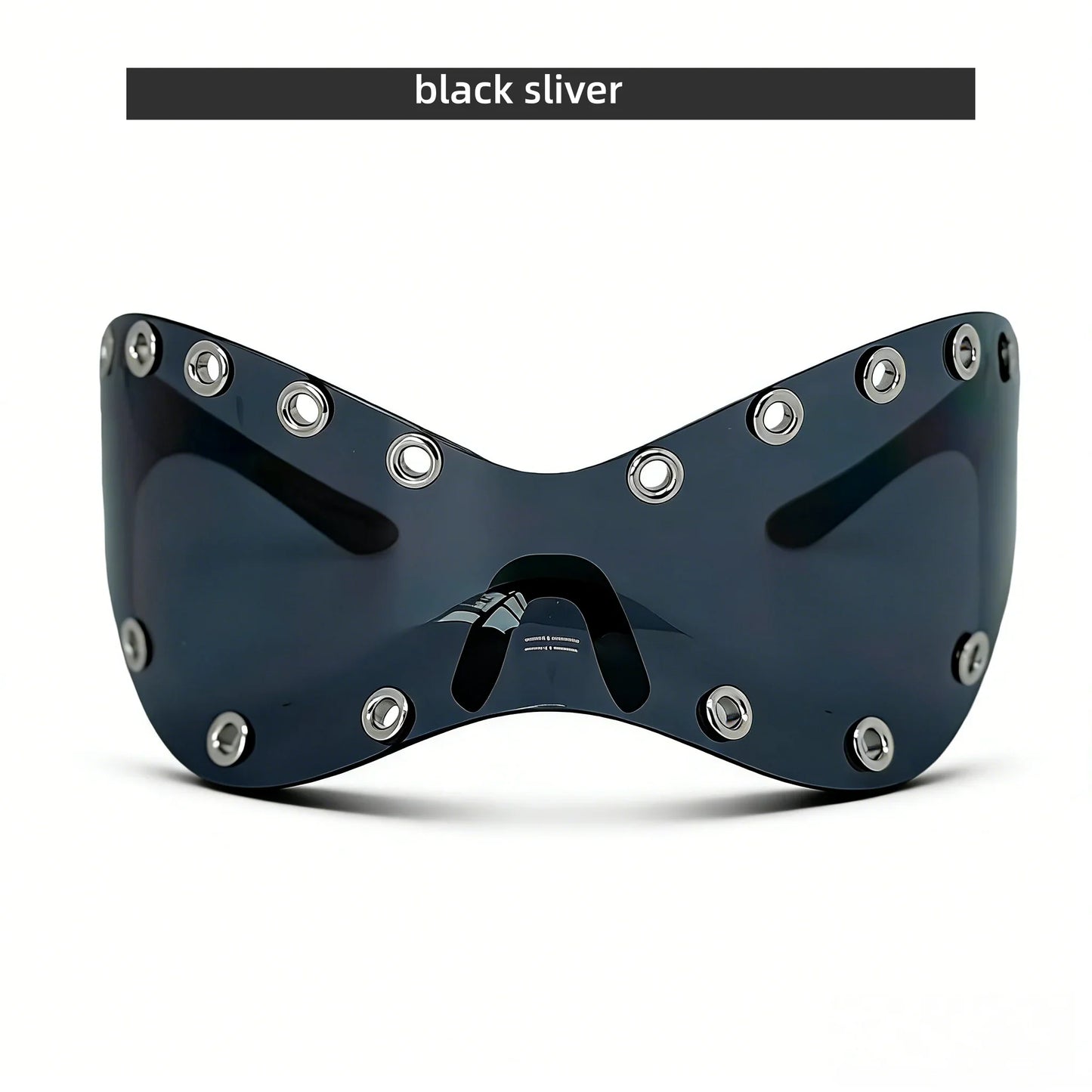 Unisex Y2K Punk Fashion Sunglasses - Futuristic One-Piece Goggles Metal Ring Rave sunglasses womenfor Rave & Cyber Party
