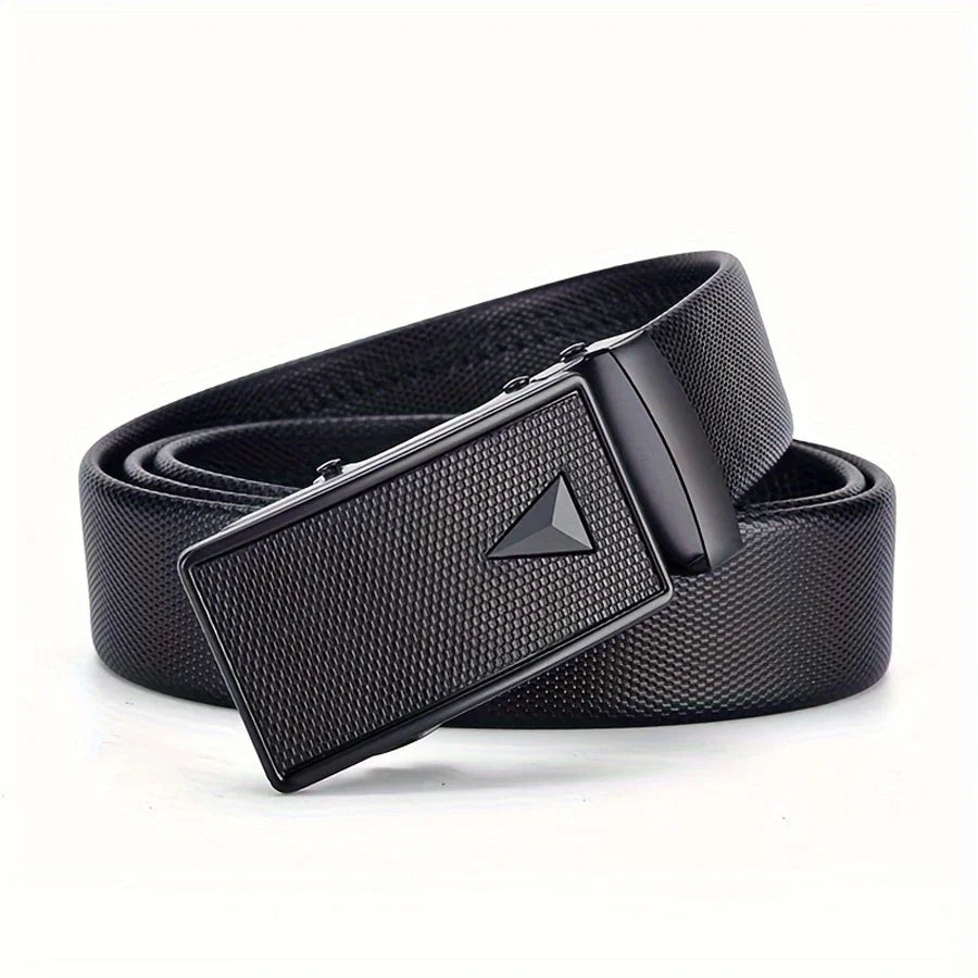 Men's Leather Belt with Automatic Buckle, Korean Version Trendy and Casual Middle-Aged and Young Business Leather Pants Belt