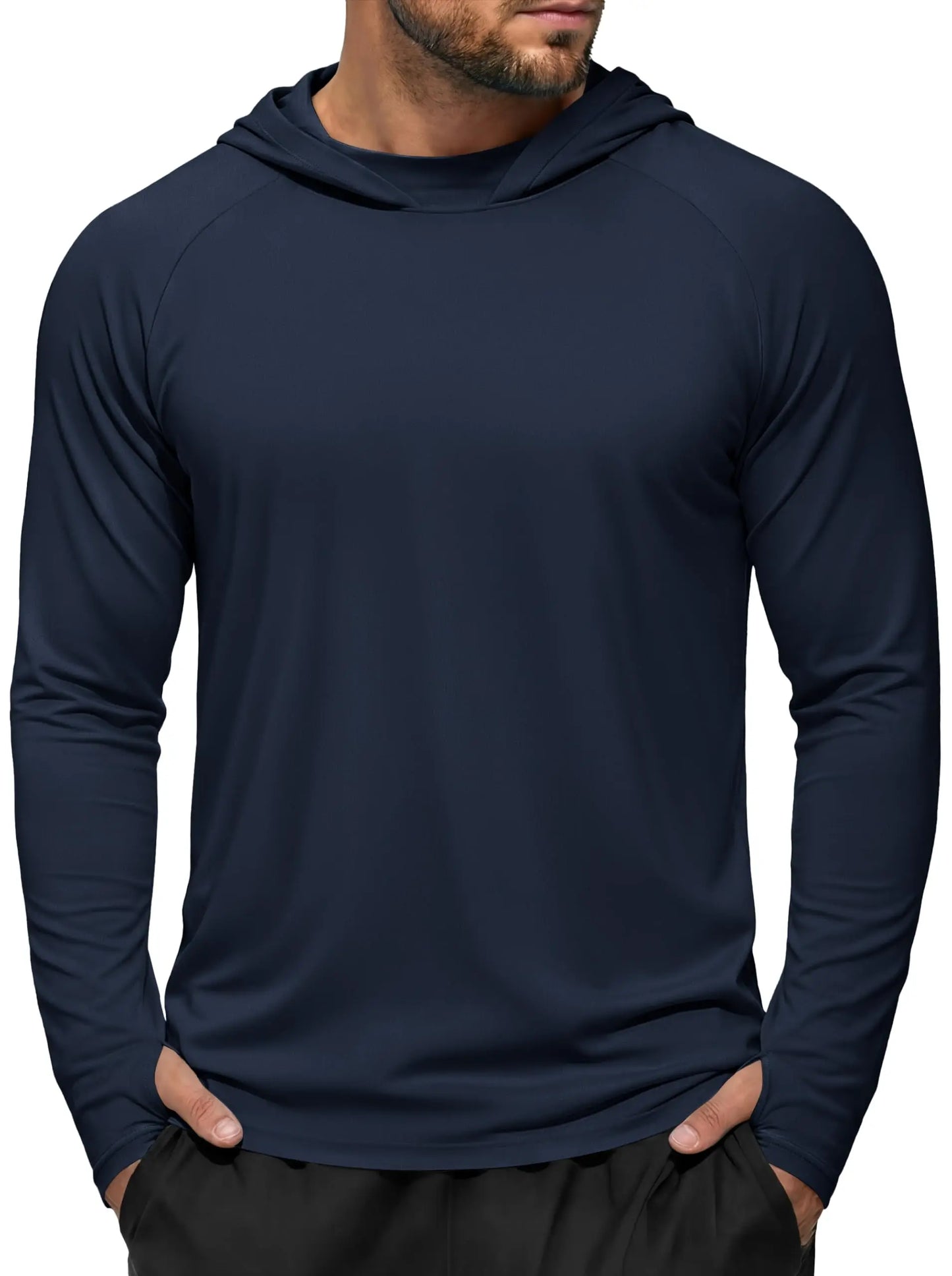 Men's UPF 50+ Hoodie Fishing Shirts Long Sleeve High Collar Mesh UV Sun Protection Rash Guard Swim Beach Running Hiking