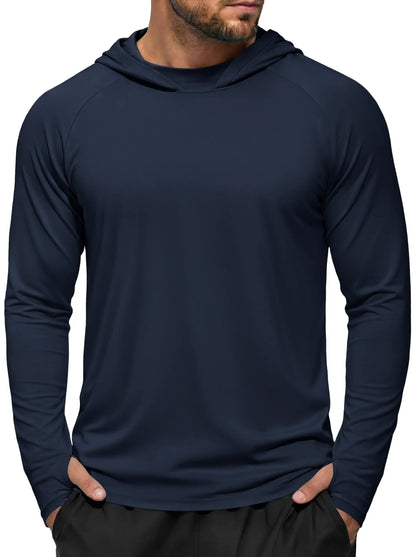 Men's UPF 50+ Hoodie Fishing Shirts Long Sleeve High Collar Mesh UV Sun Protection Rash Guard Swim Beach Running Hiking