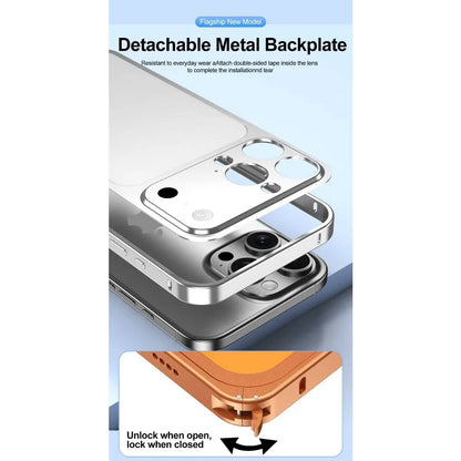Original Colour Aluminum Alloy Frame Backplane Case For IPhone 13 14 15 16 Pro Max Transform IPhone 17 Series Lens Protect Cover