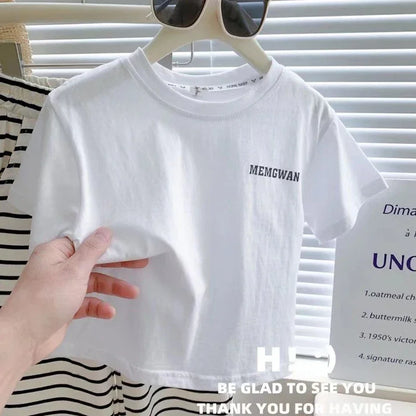 1-8 Years Summer Girls Clothing Set Comfortable Letter T-shirt+Stripe Loose Fitting Pants 2Pcs Suit For Kids Children Outfit