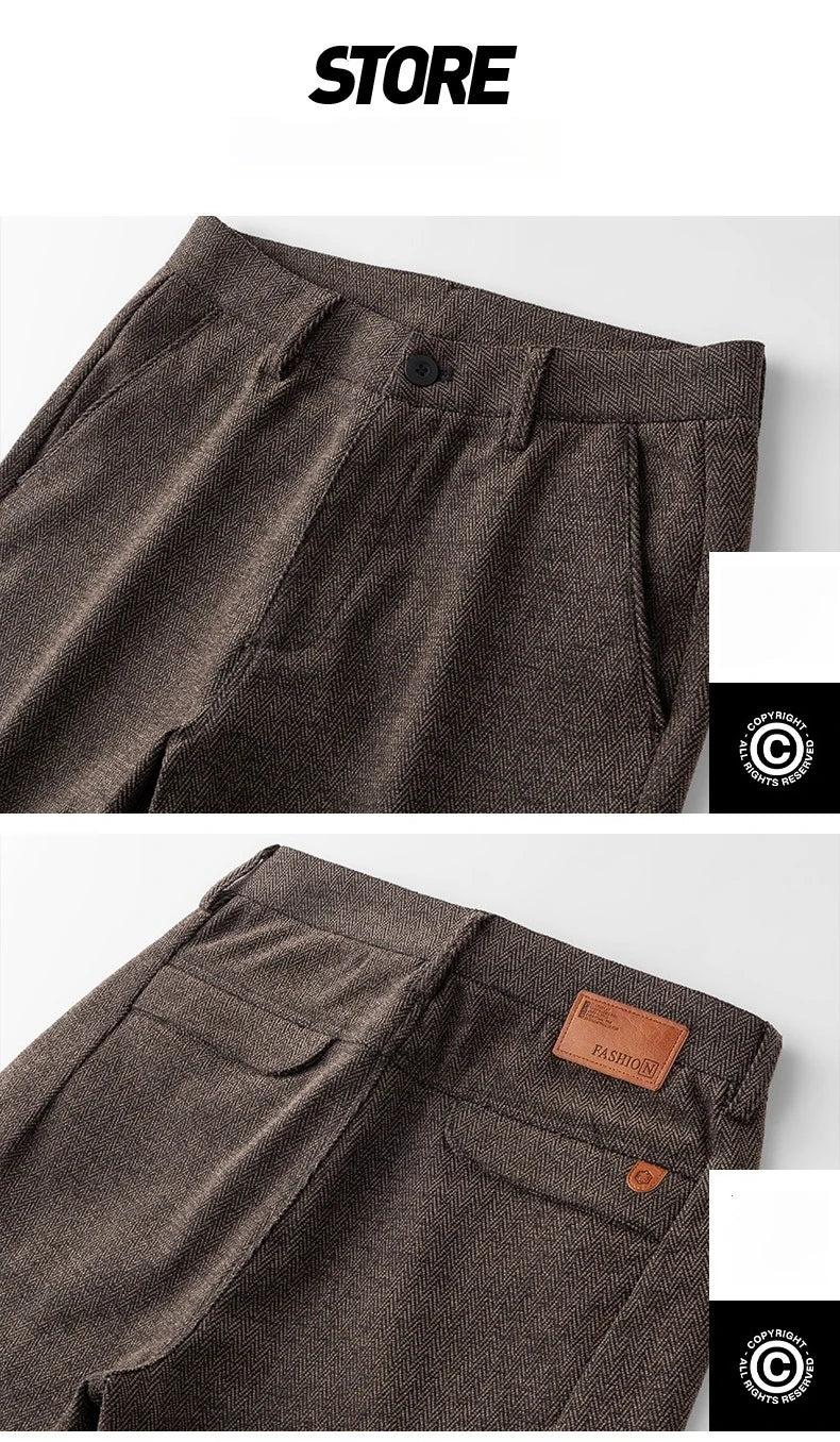 Men's Slim Fit Chenille Long Pants Advanced Business Casual Trousers Trend Autumn Comfortable Daily Wear Male Clothing