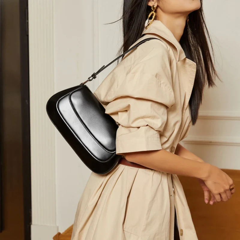crossbody bags underarm cowhide Genuine leather handbags women vintage shoulder bag female luxury bags womens high quality 2026