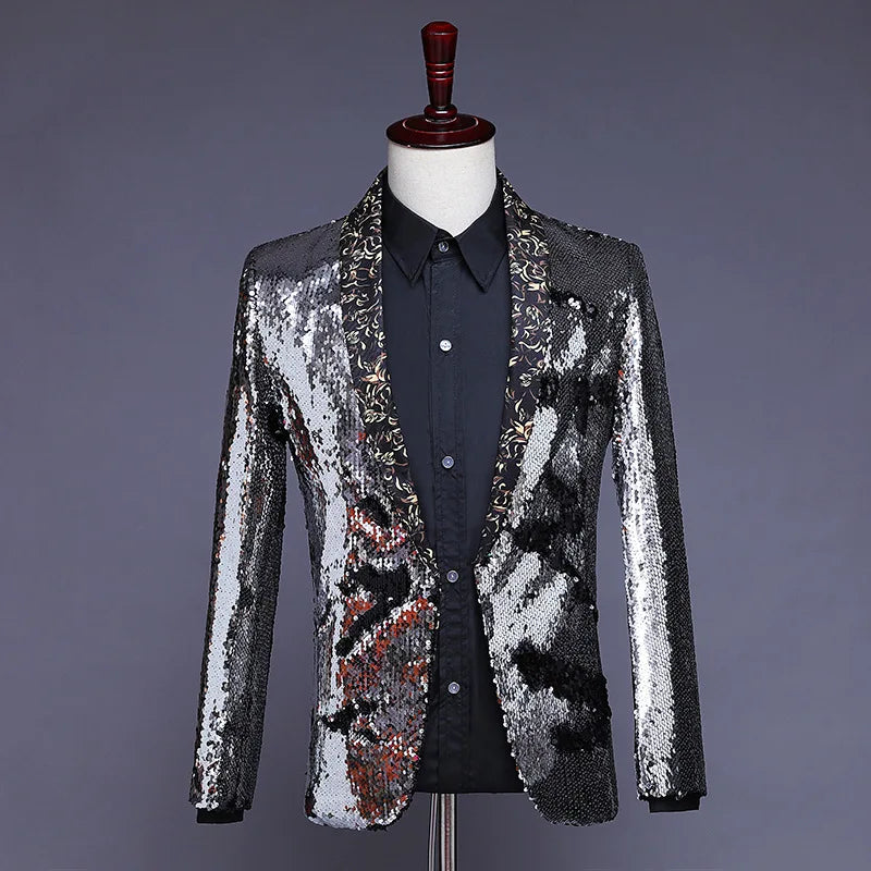 2026 New Men's Red Suit Jacket, Wedding Party Slim Dress Coat, Sequin Decoration Luxurious Blazers Blue Green Terno Masculino
