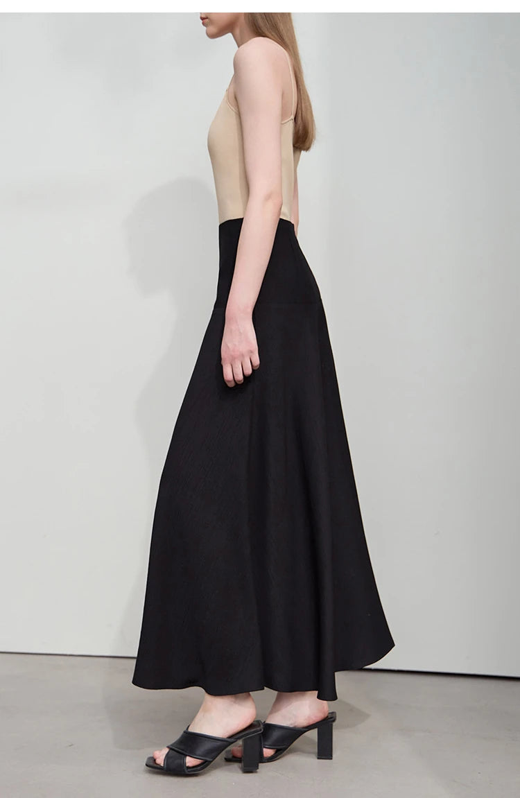 Minimalist Women Skirts Summer Luxur Office Lady  Solid Combination Twill A-line Elegant MIdi Skirt Female Clothing12542278
